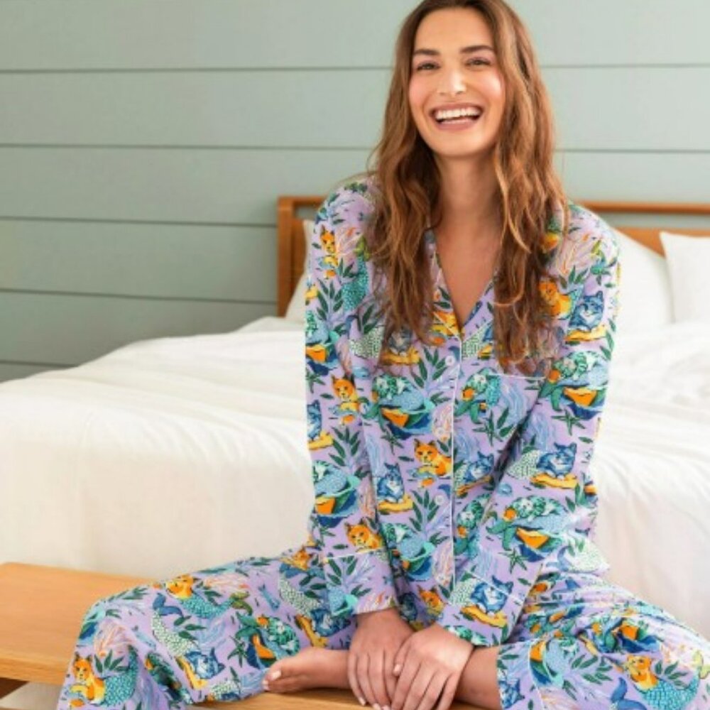 Printfresh Lavender Floral & Tropical Cat Pajama Set